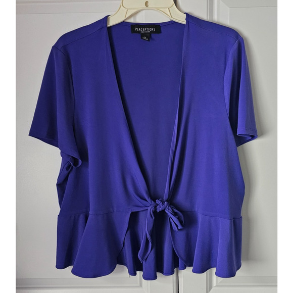 Perceptions New York Tops - New Perceptions New York Women's Size XL Purple Tie-Front Short-Sleeved Shrug